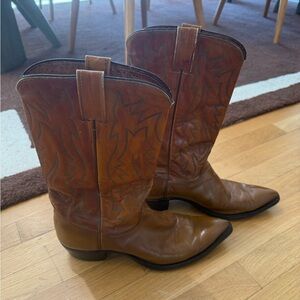 Justin Cowboy Boots Brown Western Leather